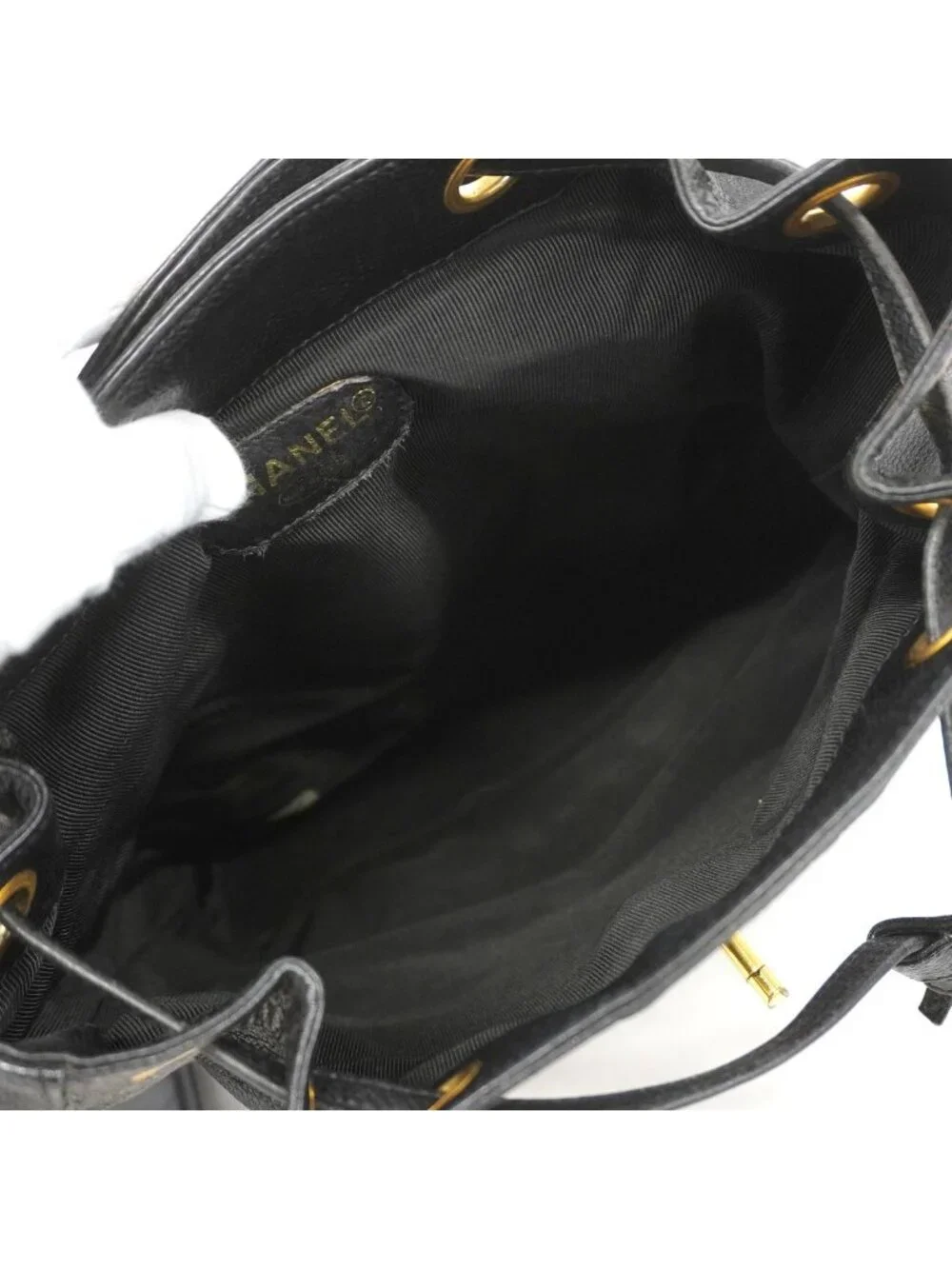 Chanel Backpack Triple Coco Caviar Leather Black Gold